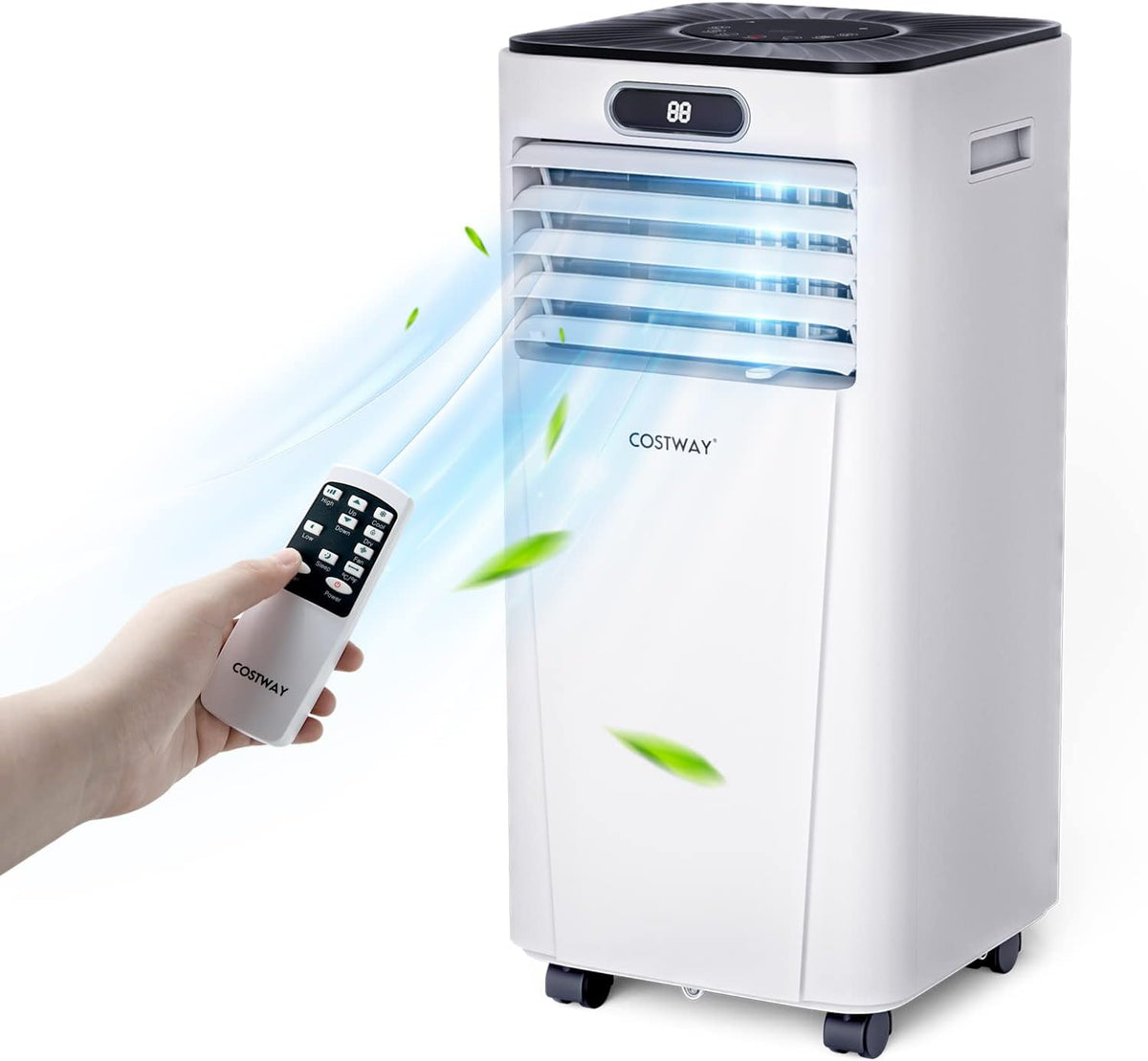 COSTWAY Portable Air Conditioner, 10000BTU Air Cooler with Drying, Fan, Sleep Mode, 24H Timer Function, Remote Control, Cools Room up to 350 Sq. ft