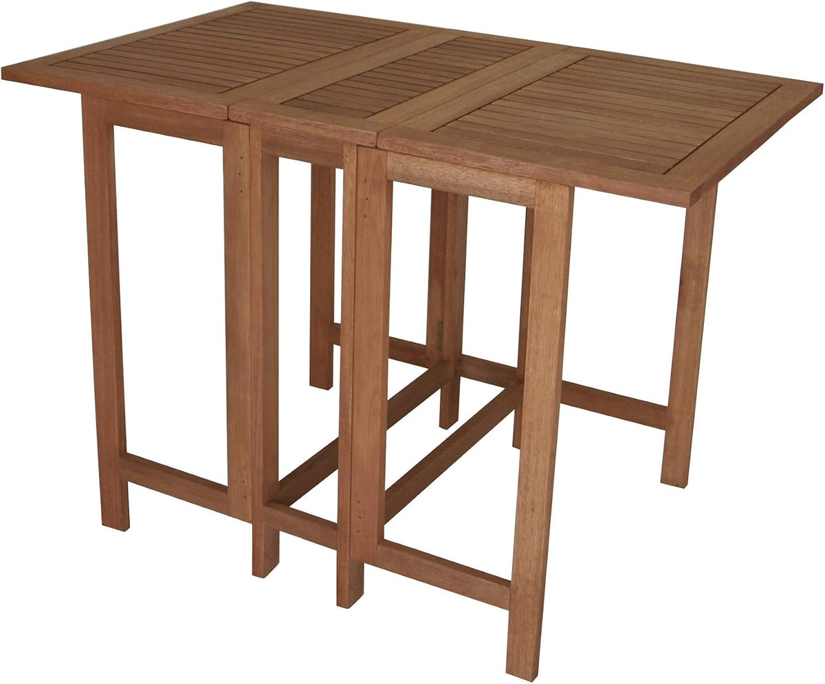 Doppel Klappentisch Balkon Tisch 107x65x74cm rechteckig, Eukalyptus geölt, braun, FSC-Zertifiziert