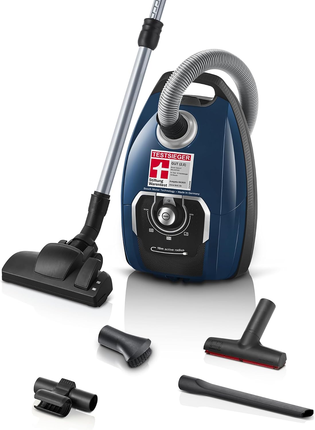 Bosch Staubsauger mit Beutel Serie 8 BGL8XPER, 700 W, für Allergiker, Hygiene-Filter, 10 Jahre Motorgarantie, XXL-Polsterdüse, XXL-Fugendüse, leise